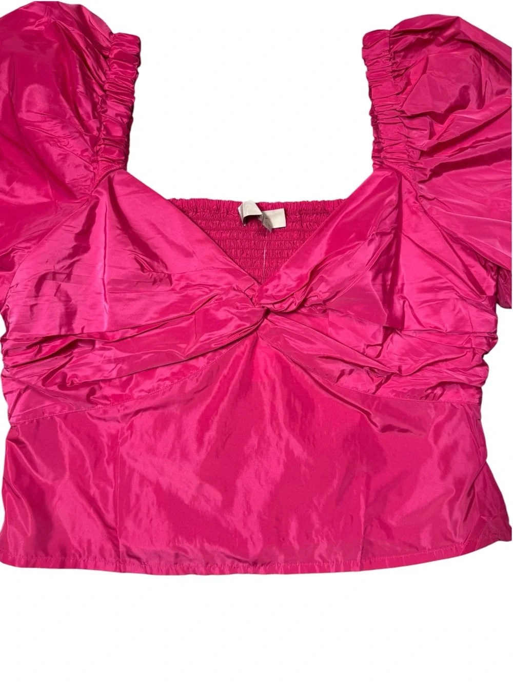 NWT New LOFT Taffeta Puff Sleeve Sweetheart Top In Melrose Pink Size 14